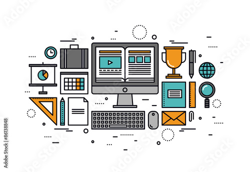 Computer training line style illustration