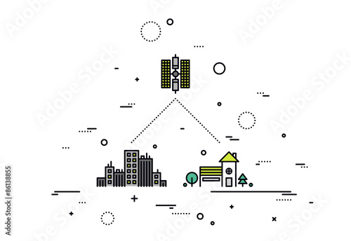 Satellite network line style illustration