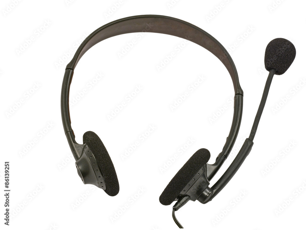 Black headset isolated on white background. Black headset isolated on white background.