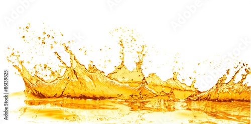 orange juice splash, isolated on white background