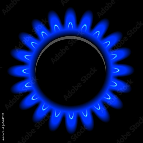 Vector flames of gas on black