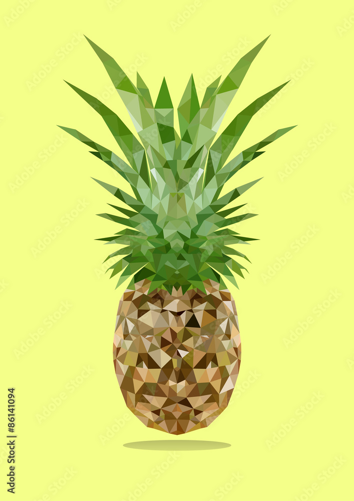 polygonal fruit, pineapple polygon, vector illustration