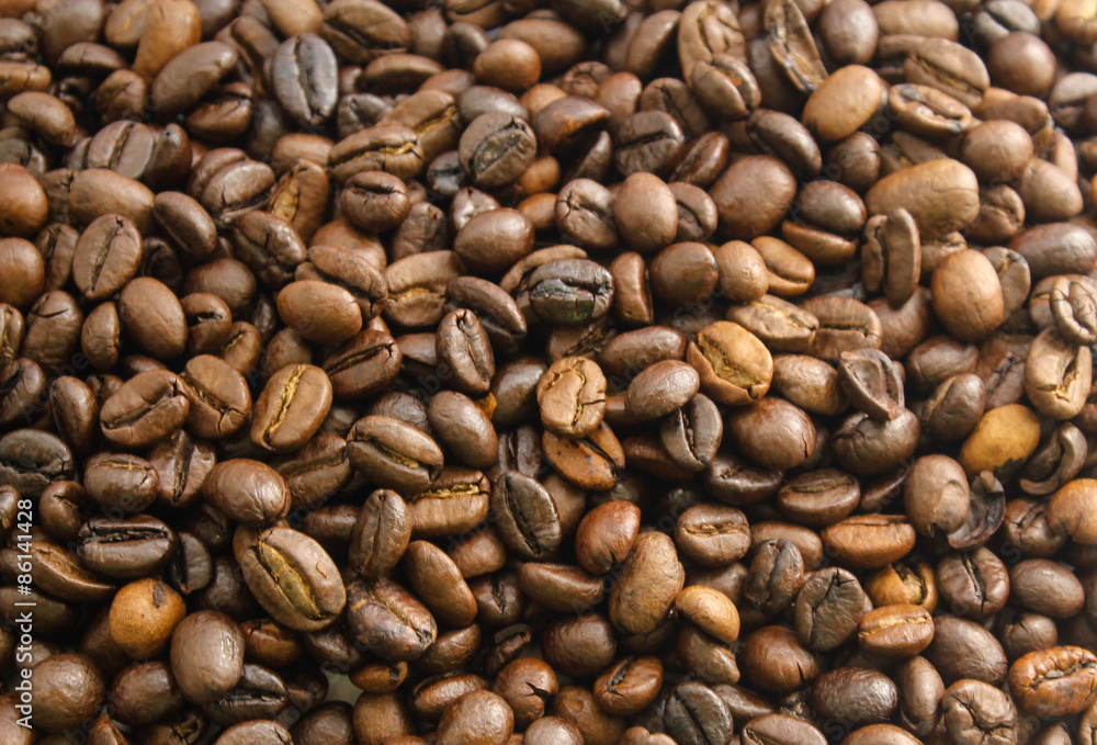 Fototapeta premium a lot of coffee beans on the background