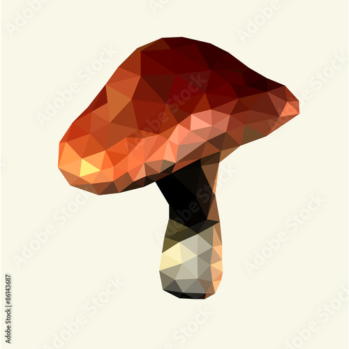 Red Mushroom Low Polygon Vector  illustration