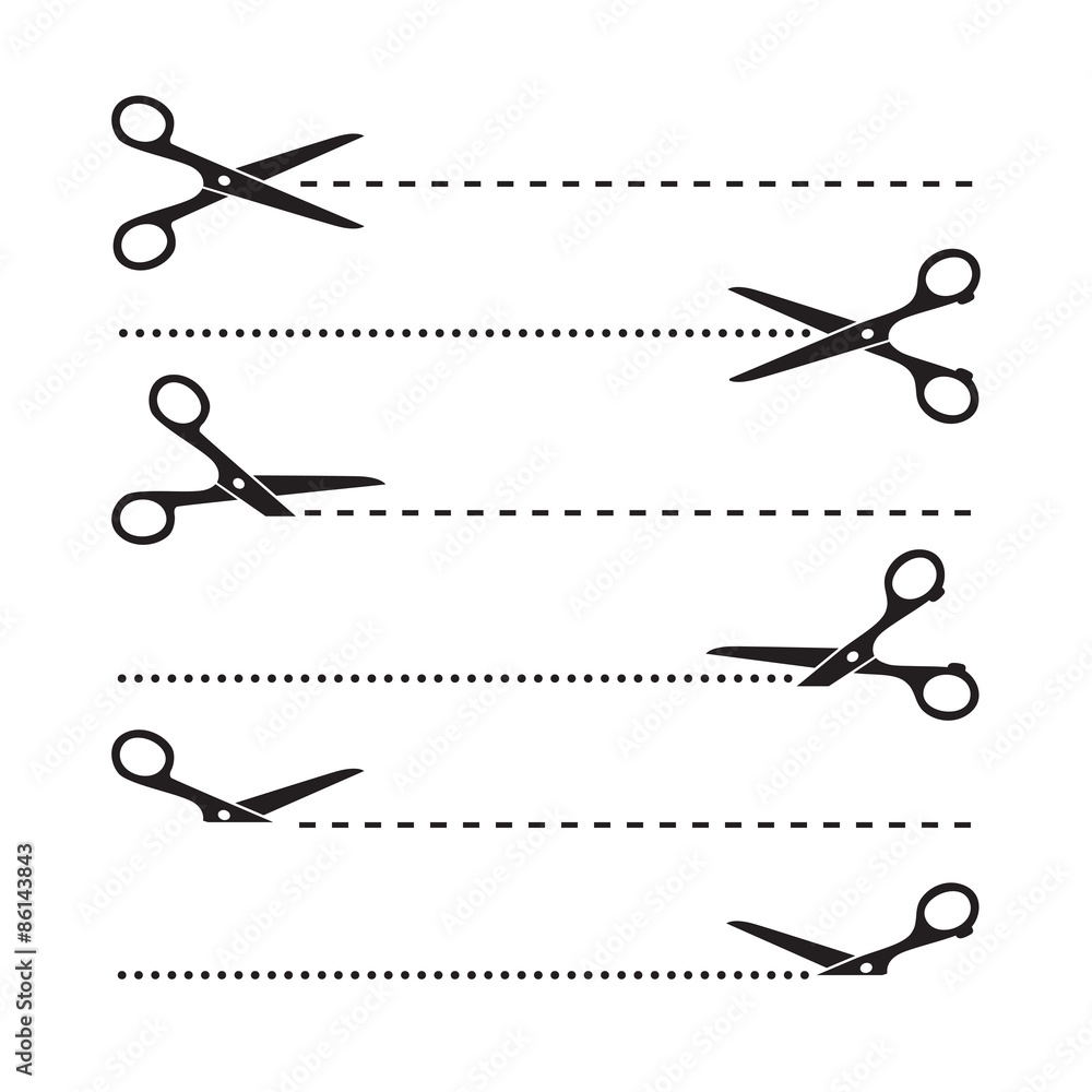 Vector scissors cut lines Vector scissors cut lines