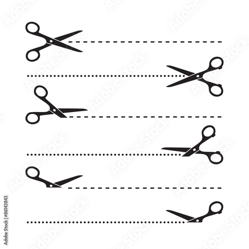 Vector scissors cut lines