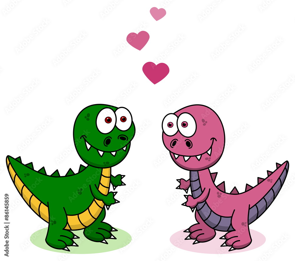 Fototapeta premium two love dinosaurs