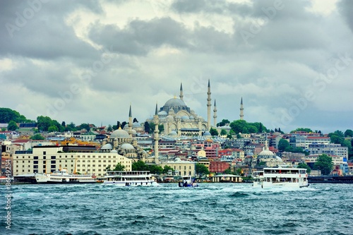 Suleymaniye and New Mosque view from steamer terrace