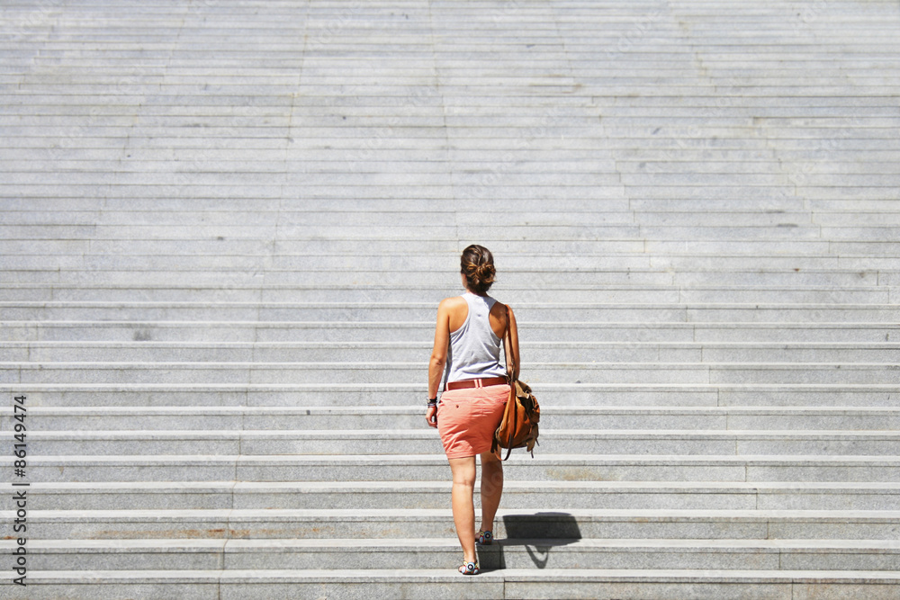 Woman facing a challenge.