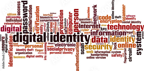 Digital identity word cloud concept. Vector illustration