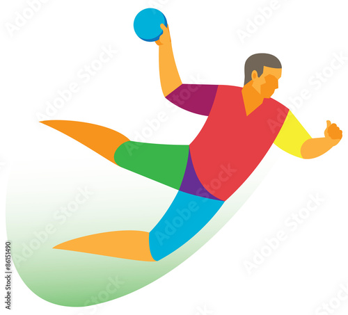 Handball player attack