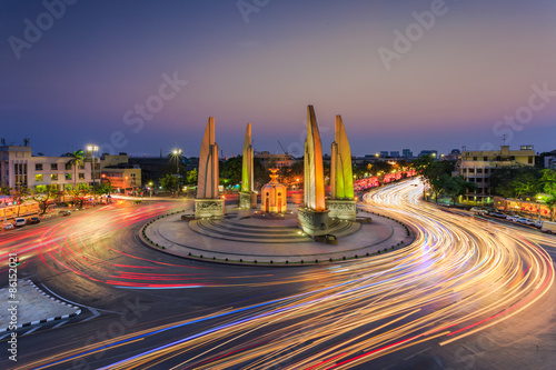 Democracy monument during twilight time,Thailand