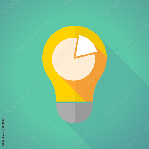 long shadow light bulb with a pie chart