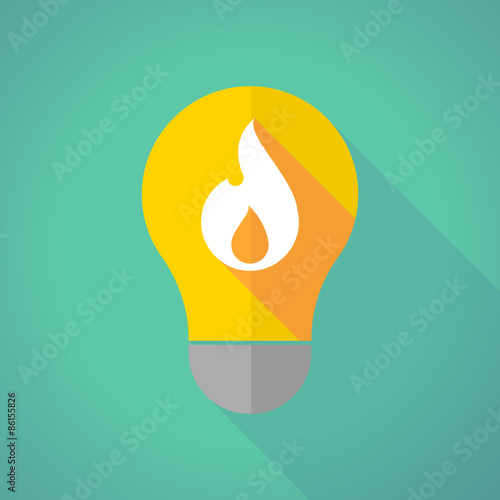 long shadow light bulb with a flame