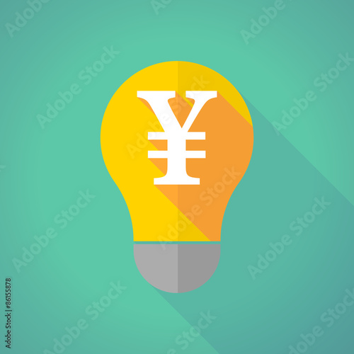 long shadow light bulb with a yen sign