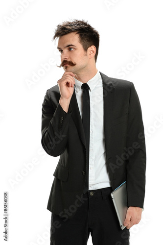 Young businessman Holding Elctronic Tablet