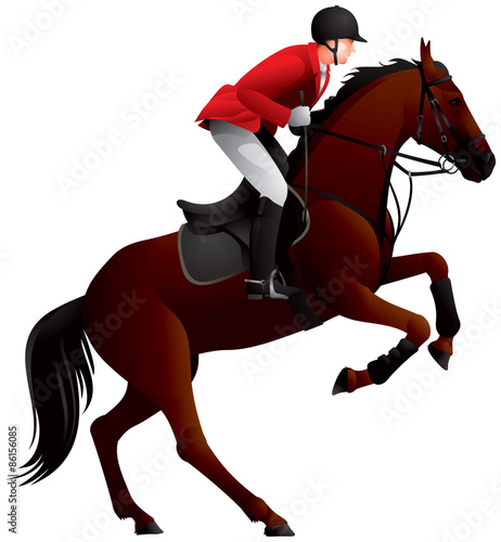 Equestrian Sport Derby Showjumping horse and Rider realistic vector illustration