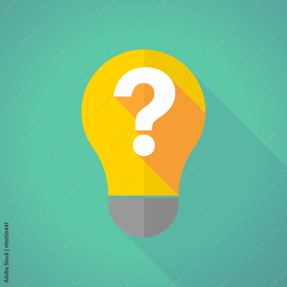 long shadow light bulb with a question sign long shadow light bulb with a question sign
