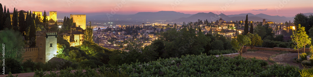 Granada - Alhambra and the town from Generalife gardens
