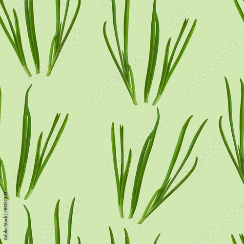 Seamless pattern with green onions