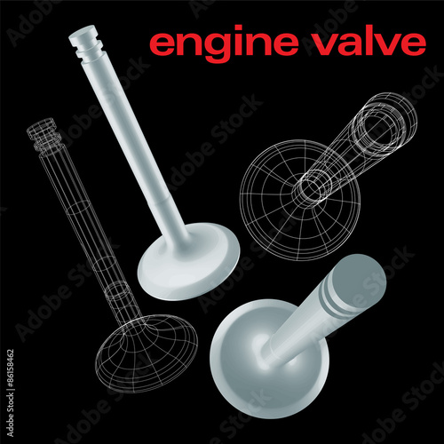 realistic 3d engine valve. engineering vector