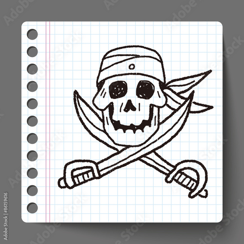 skull and knife doodle