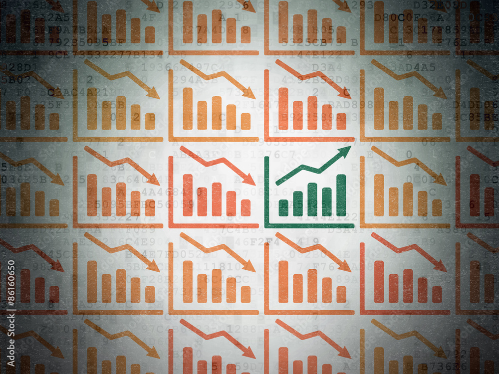 Obraz premium Business concept: growth graph icon on Digital Paper background