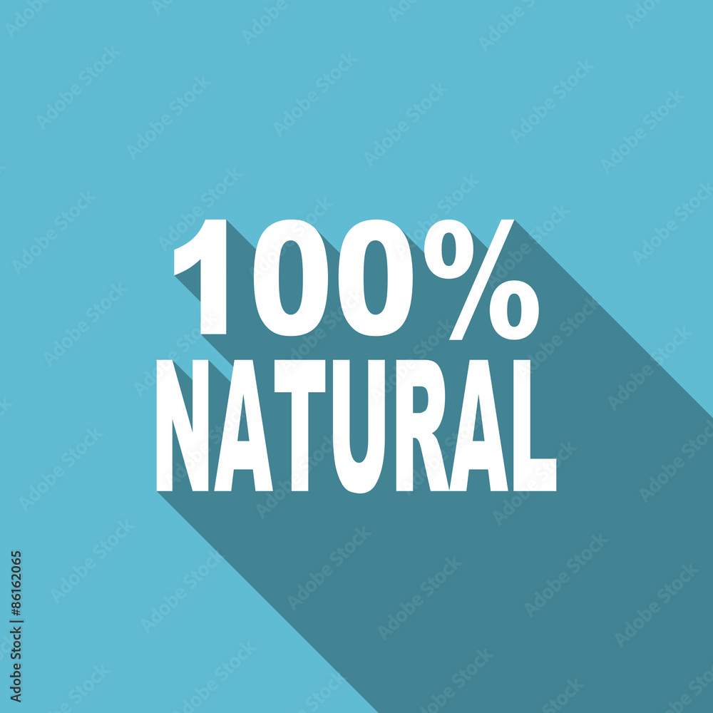 natural flat icon 100 percent natural sign