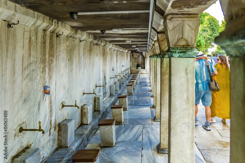 Istanbul, Turkey. Cranes for washing before prayer at the Blue Mosque