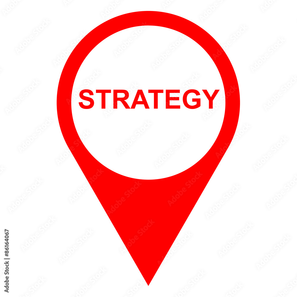 Icono texto STRATEGY localizacion rojo Icono texto STRATEGY localizacion rojo