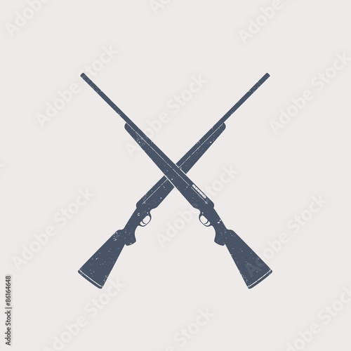 Crossed Hunting Rifles with grunge texture, vector illustration, eps10