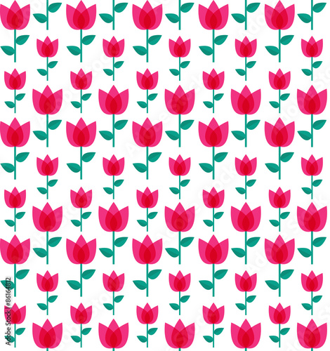 Paper Trendy Flat Flower Seamless Pattern Vector Illustration