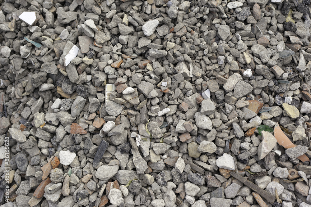 Stones, tiles, glass, waste, debris background Stones, tiles, glass, waste, debris background