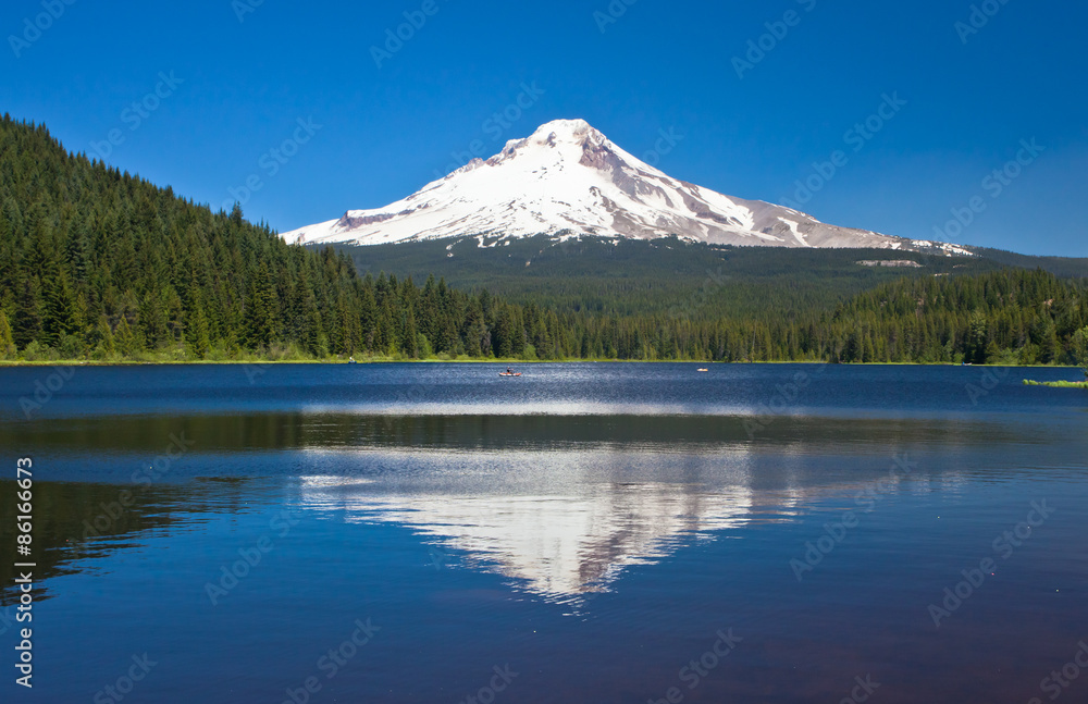 Beautiful Mount Hood reflection in Trillium Lake, Oregon