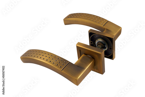 Door handle in bronze on a white background 