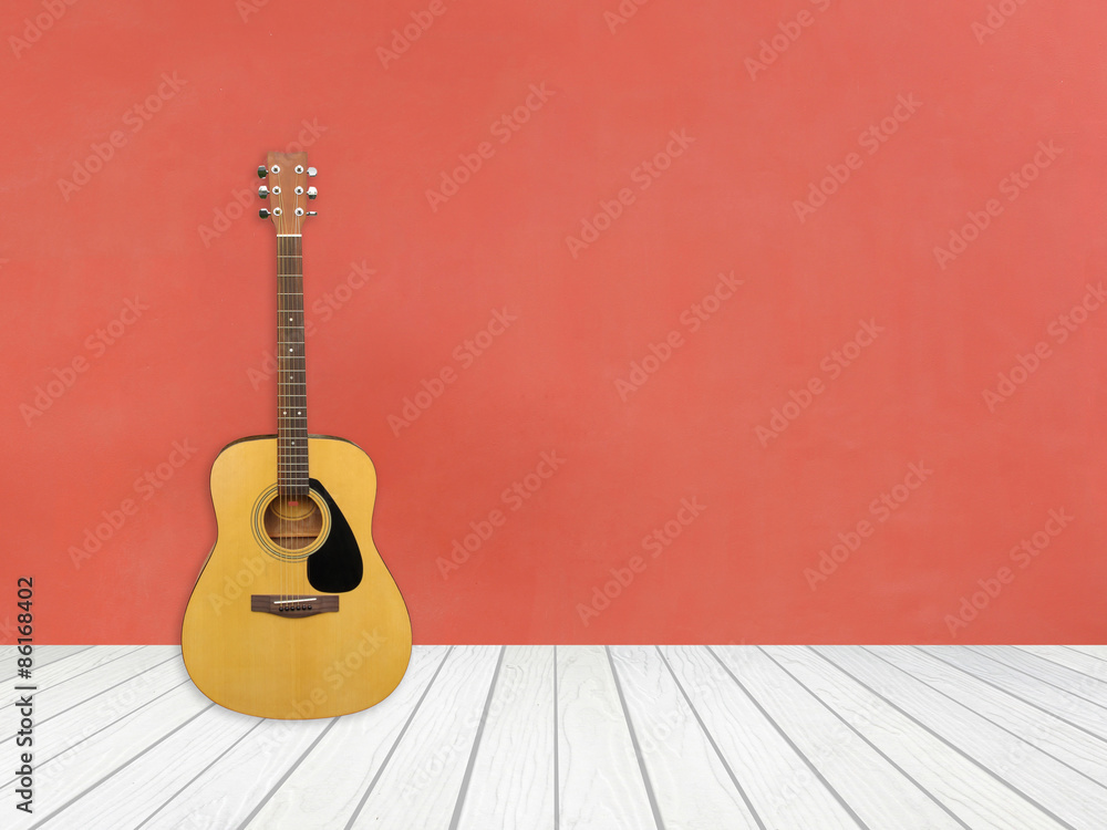 Obraz premium Guitar in blank empty room