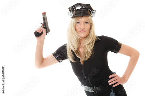 Policewoman cop with gun © Voyagerix