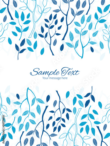 Vector blue forest vertical double borders frame invitation