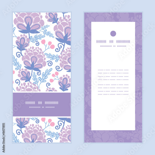 Vector soft purple flowers vertical frame pattern invitation