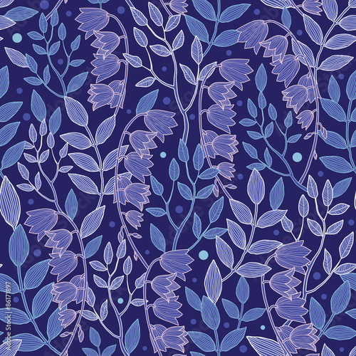 Vector night forrest floral seamless pattern