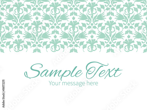 Vector abstract green ikat horizontal border greeting card