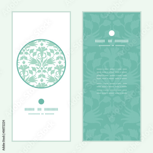 Vector abstract green ikat vertical round frame pattern
