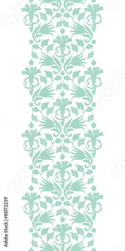 Vector abstract green ikat vertical border seamless pattern