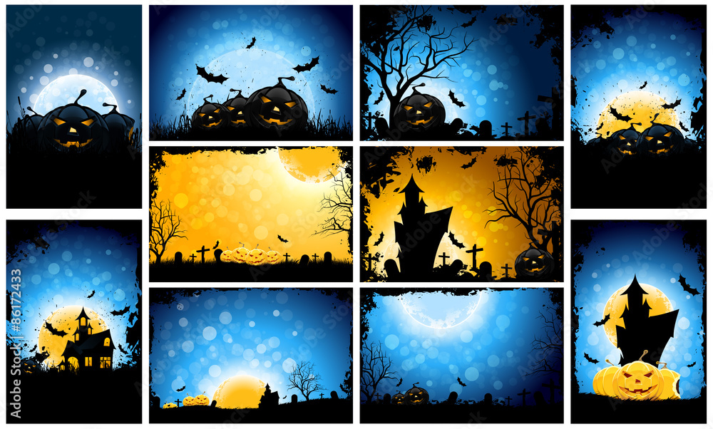 Halloween Party Backgrounds Set