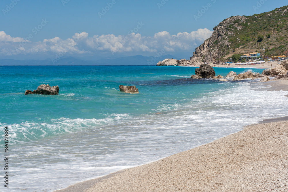 beach of Kathisma island of Lefkada in Greece