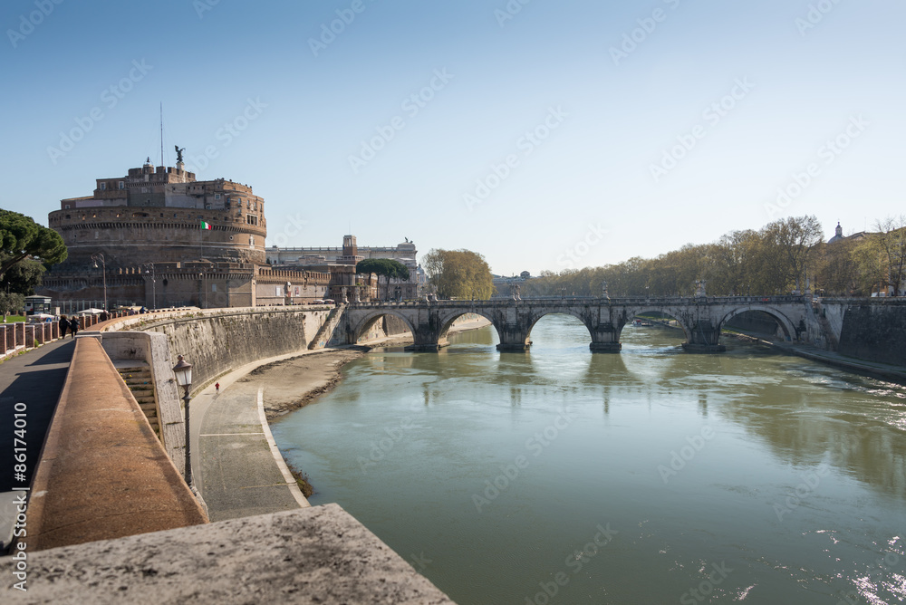 Naklejka premium Castel Sant'Angelo with Tiber river