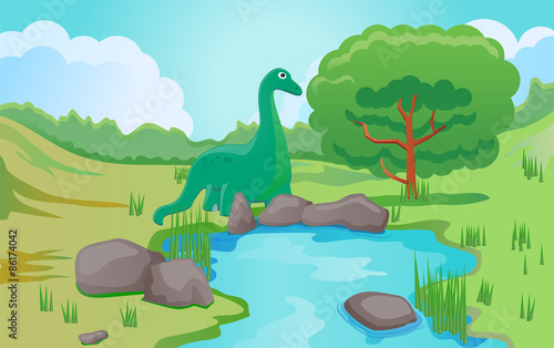 Apatosaurus eating tree leaves vector image