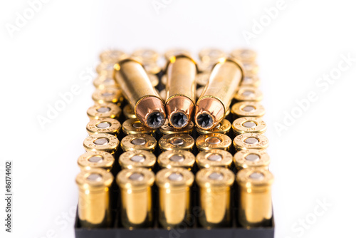 Bullets on white background. Cartridge