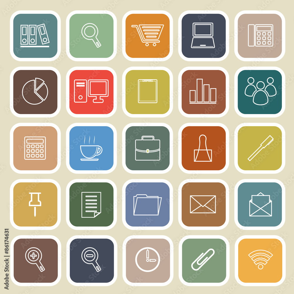 Office line flat icon on yellow Office line flat icon on yellow