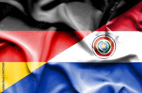 Waving flag of Paraguay and Germany